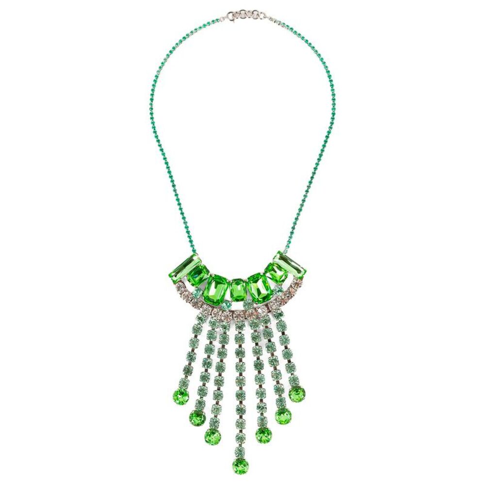 Statement Brass Necklace With Strass Charms Women